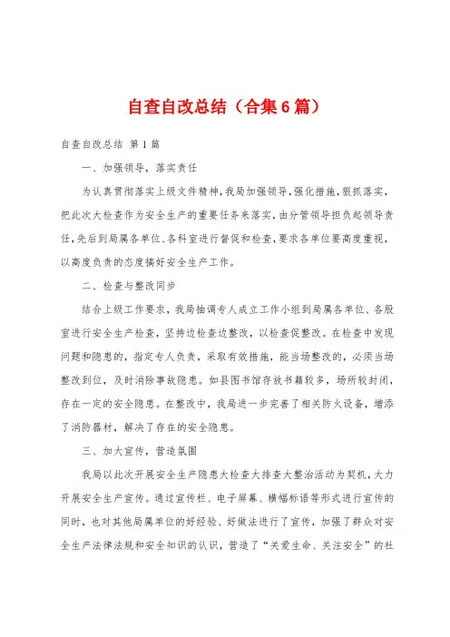 自查自改总结(合集6篇)