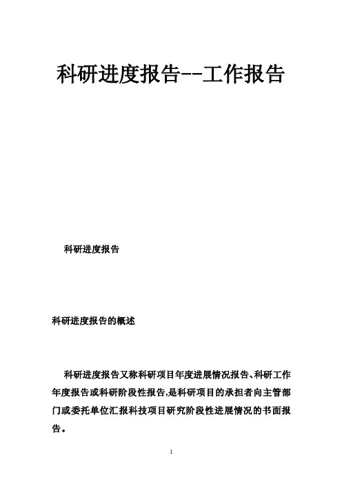科研进度报告--工作报告