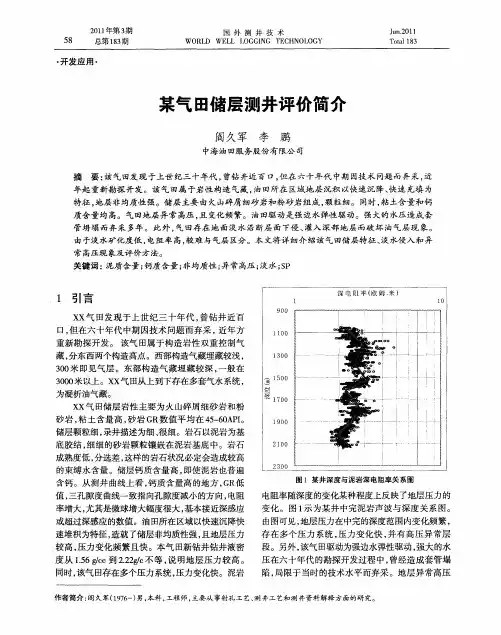 某气田储层测井评价简芗