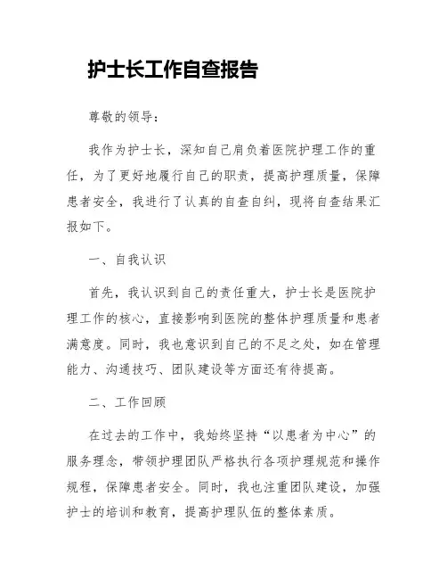 护士长工作自查报告