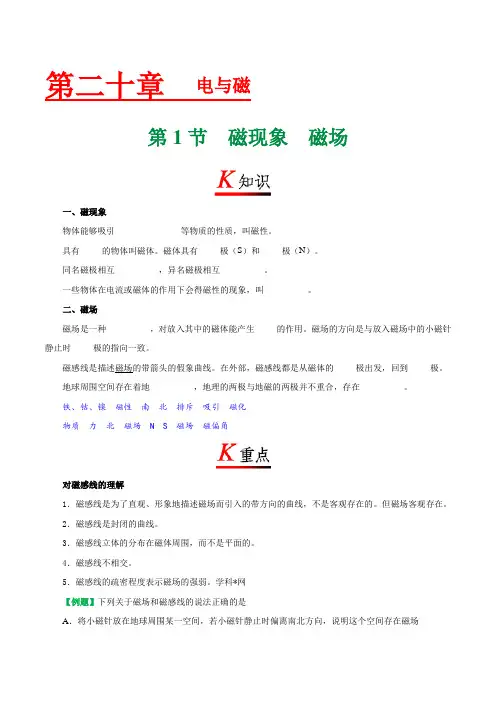 专题20.1 磁现象  磁场