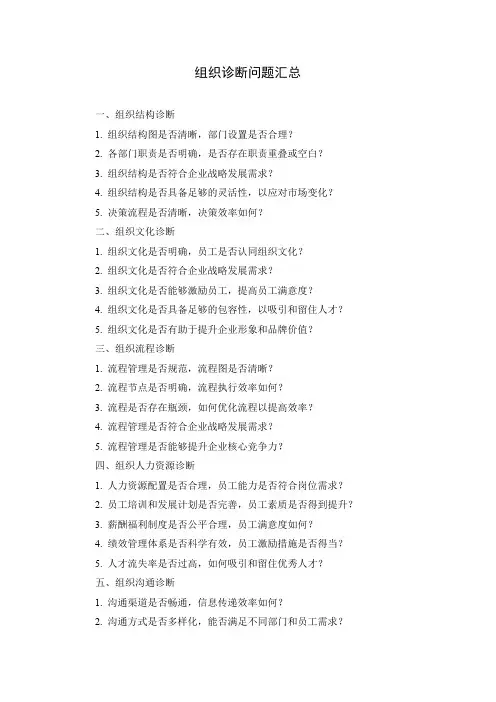 组织诊断问题汇总
