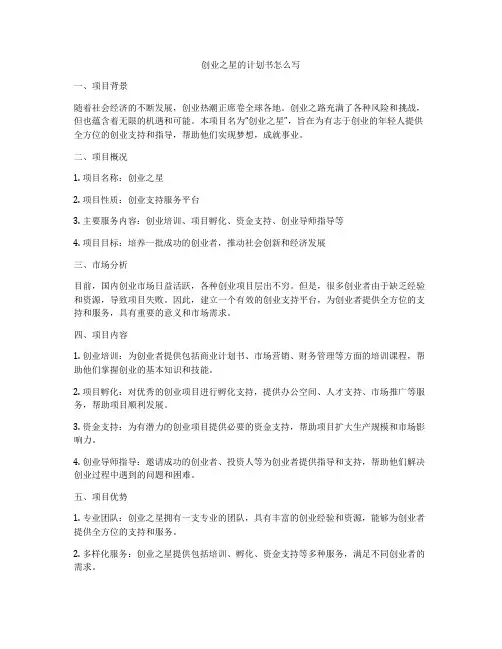 创业之星的计划书怎么写
