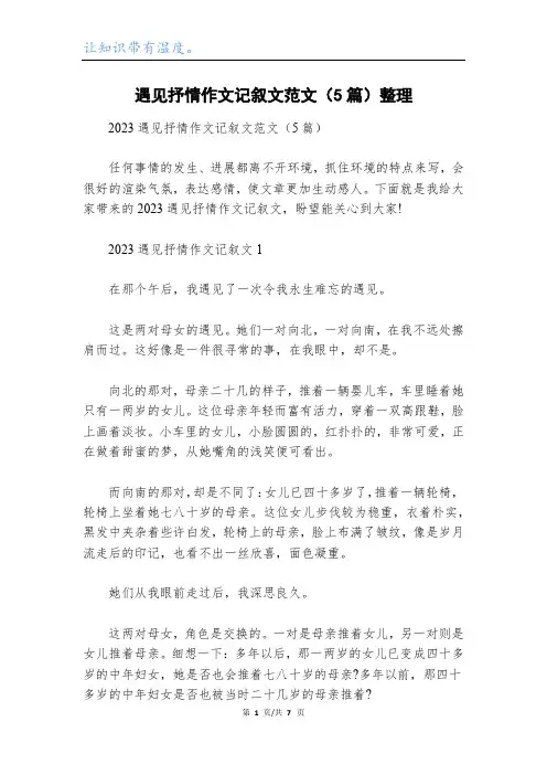 遇见抒情作文记叙文范文(5篇)整理