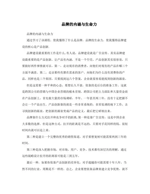  品牌的内涵与生命力