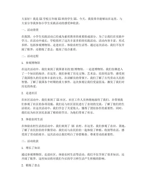 小学生实践活动发言稿
