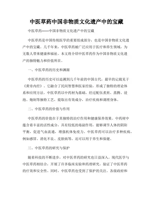 中医草药中国非物质文化遗产中的宝藏