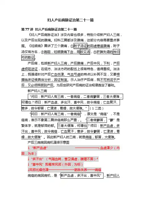 妇人产后病脉证治第二十一篇