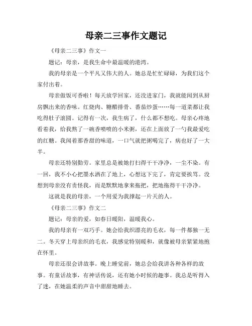 母亲二三事作文题记