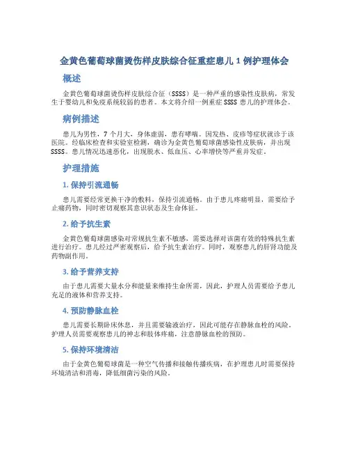 金黄色葡萄球菌烫伤样皮肤综合征重症患儿1例护理体会