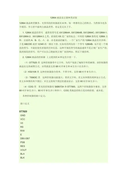 12864液晶显示器种类识别