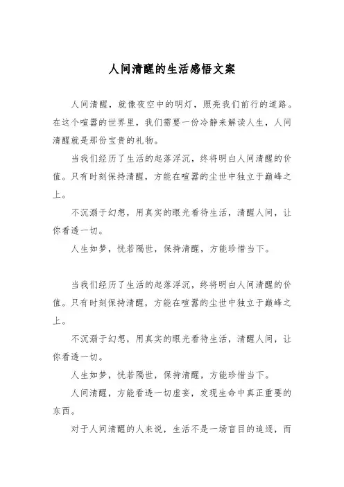 人间清醒的生活感悟文案