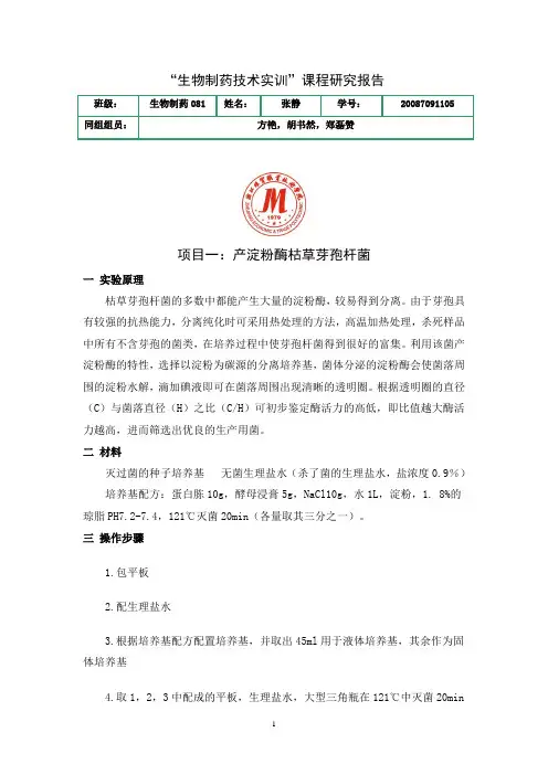 产淀粉酶枯草芽孢杆菌