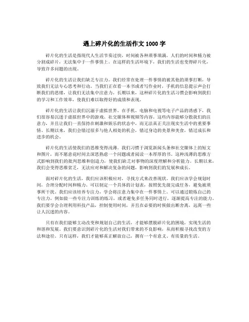 遇上碎片化的生活作文1000字
