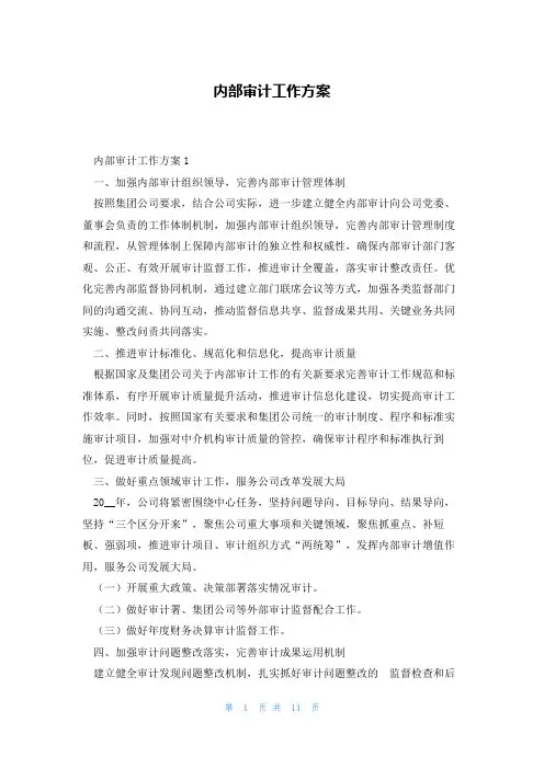 内部审计工作方案