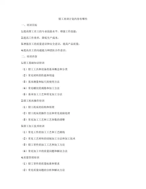 钳工培训计划内容有哪些