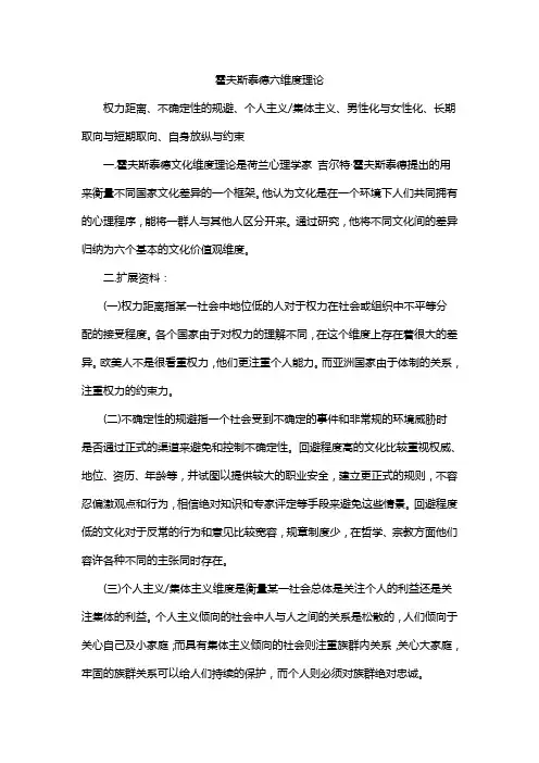 霍夫斯泰德六维度理论