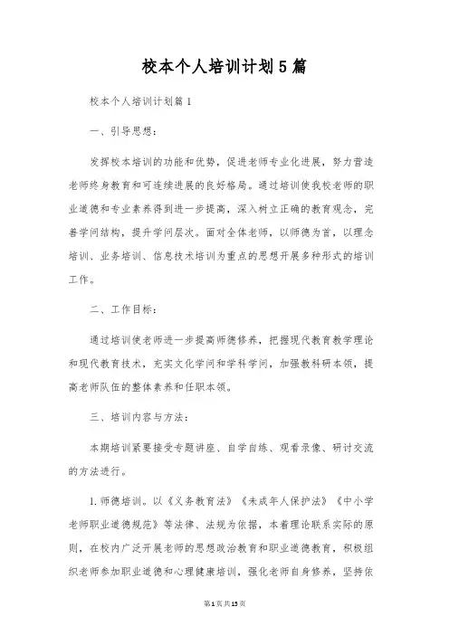 校本个人培训计划5篇