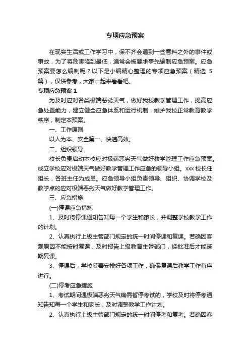 专项应急预案（精选5篇）