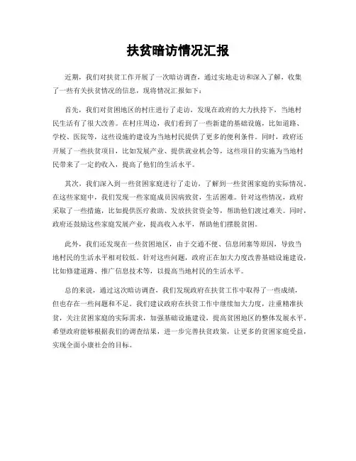 扶贫暗访情况汇报