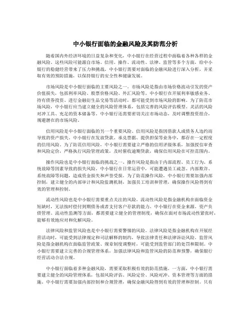 中小银行面临的金融风险及其防范分析
