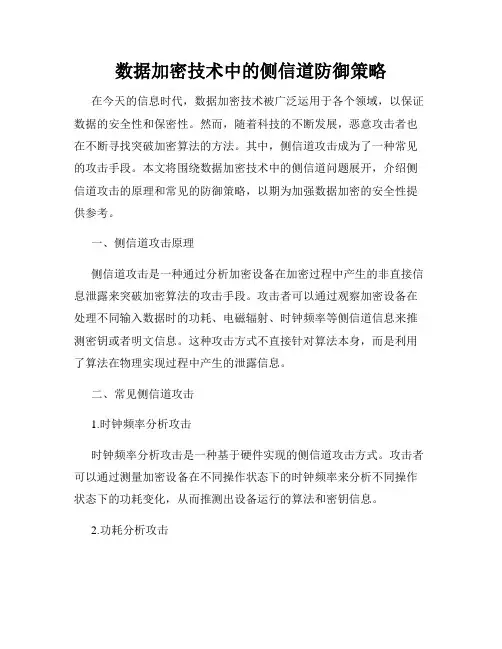 数据加密技术中的侧信道防御策略