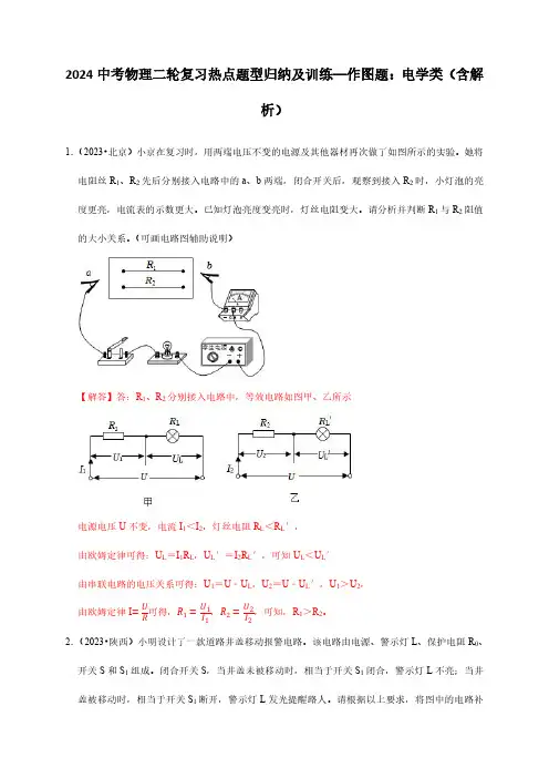 2024中考物理二轮复习热点题型归纳及训练—作图题：电学类(含解析)