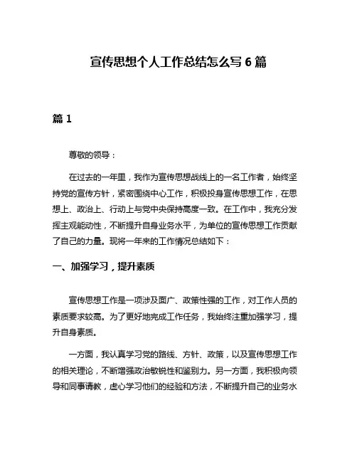宣传思想个人工作总结怎么写6篇