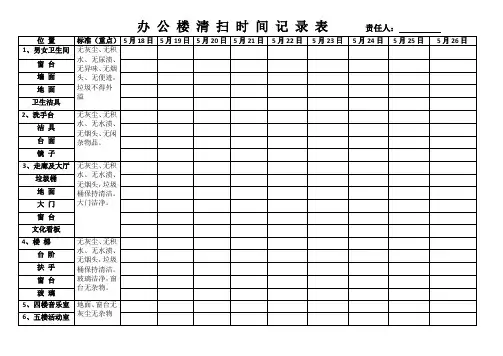 办 公 楼 清 扫 记 录 表