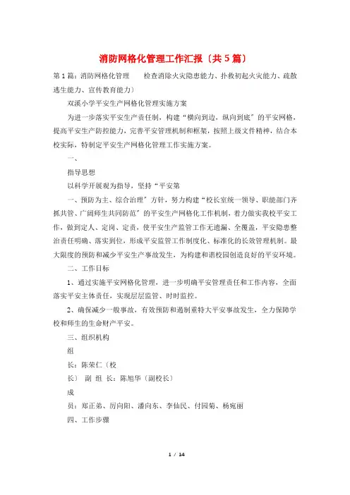 消防网格化管理工作汇报(共5篇)