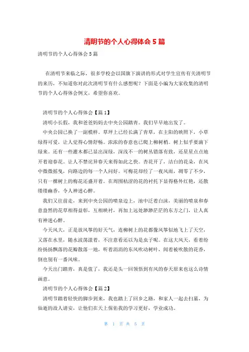 清明节的个人心得体会5篇