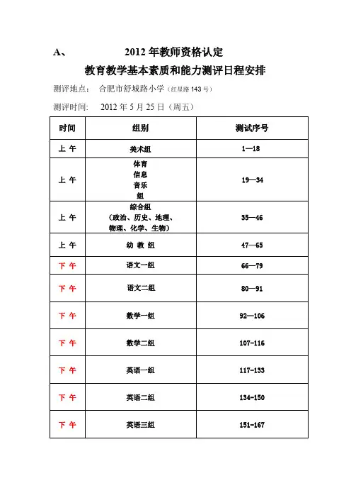 A、2012年教师资格认定
