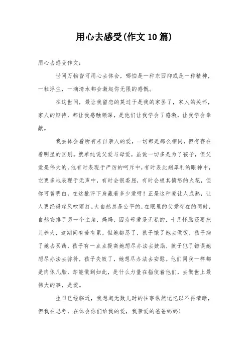 用心去感受(作文10篇)
