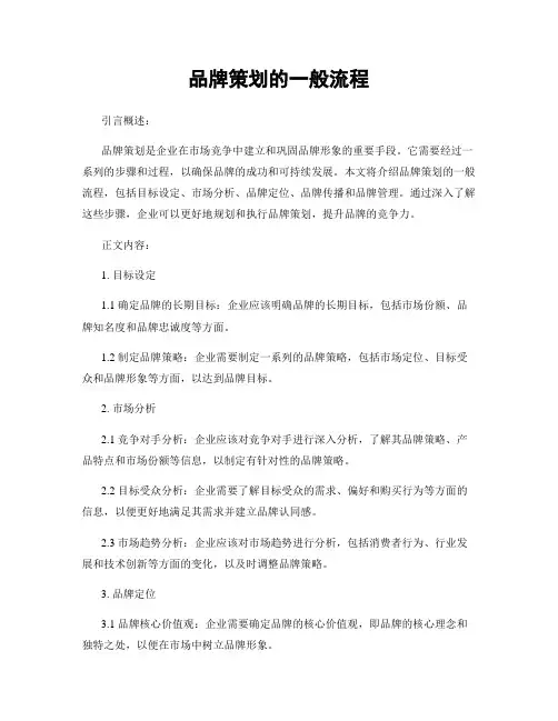 品牌策划的一般流程