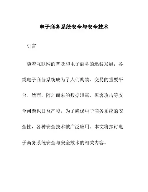 电子商务系统安全与安全技术