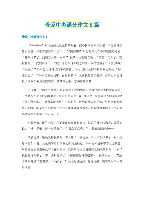 母爱中考满分作文5篇