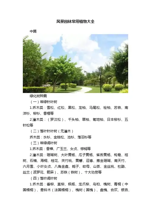 风景园林常用植物大全