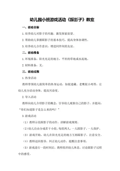 幼儿园小班游戏活动《踩影子》教案