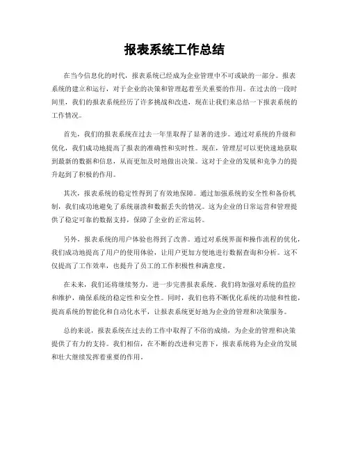 报表系统工作总结