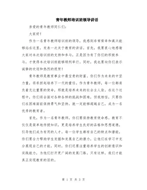青年教师培训班领导讲话