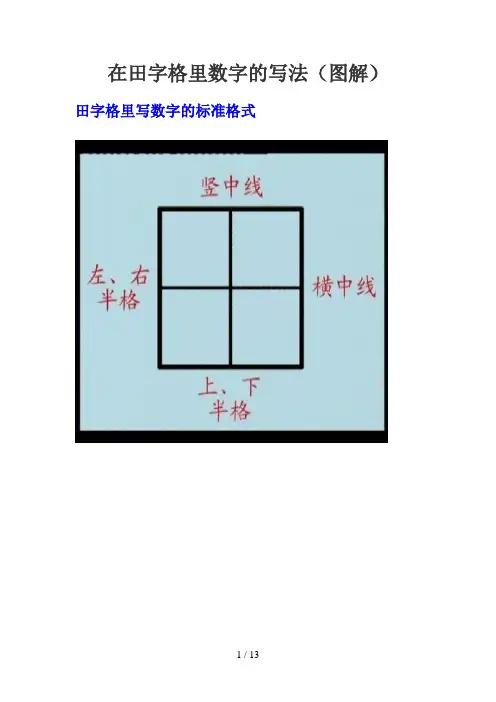 在田字格里数字写法(图解)