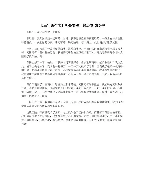 【三年级作文】和孙悟空一起历险_350字