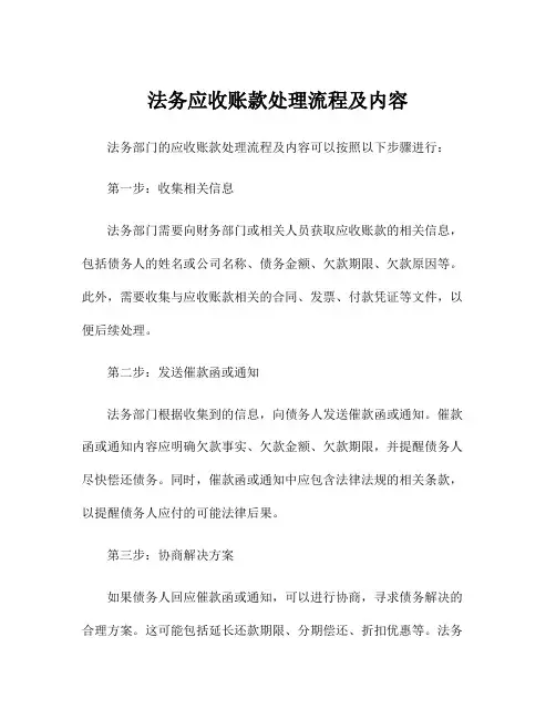 法务应收账款处理流程及内容