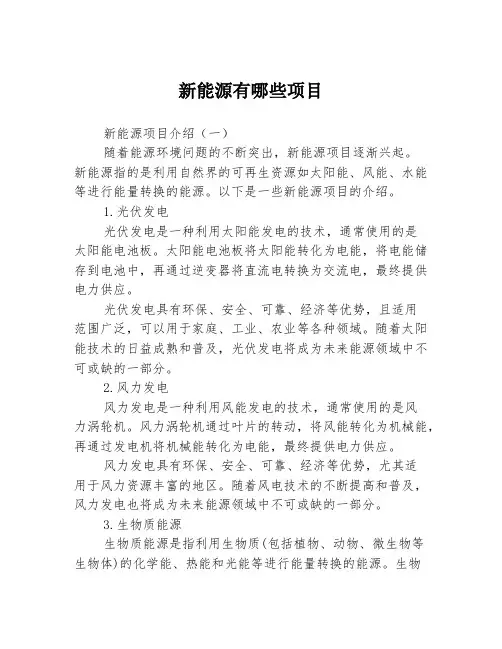 新能源有哪些项目