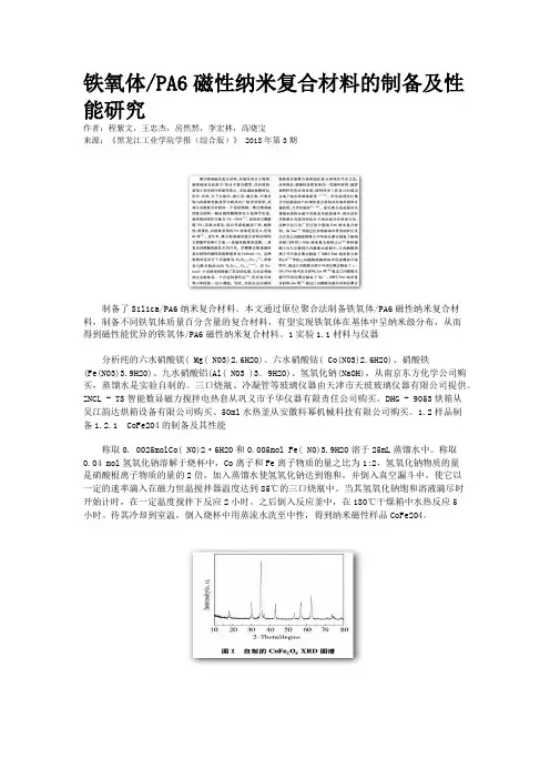 铁氧体/PA6磁性纳米复合材料的制备及性能研究