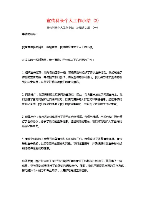 宣传科长个人工作小结 (2)2篇