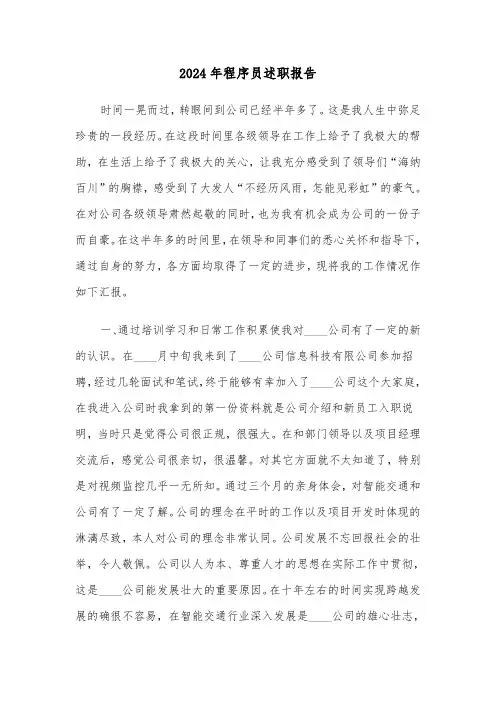 2024年程序员述职报告(六篇)
