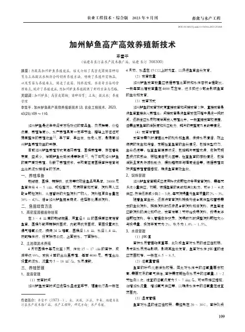 加州鲈鱼高产高效养殖新技术