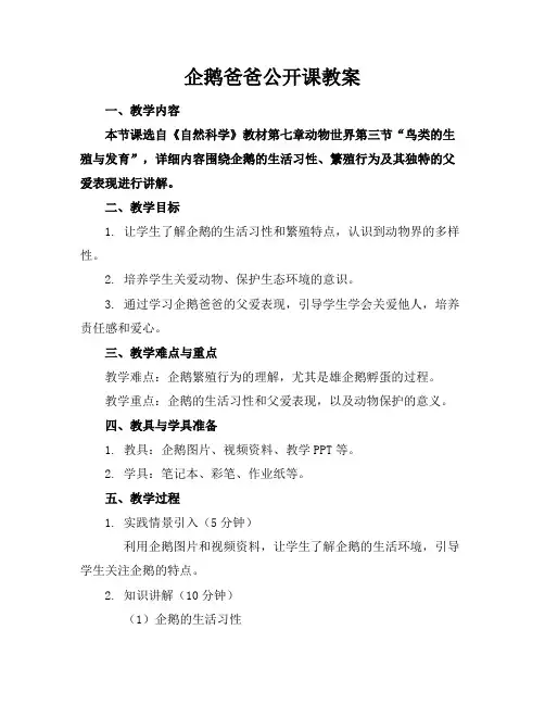 企鹅爸爸公开课教案