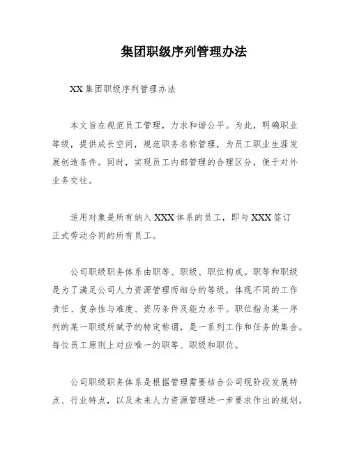 集团职级序列管理办法